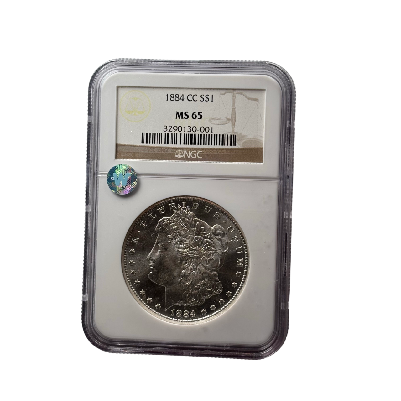 1884-CC Morgan Silver Dollar | NGC MS65 | Carson City Mint | Gem BU | Cert #3290130-001