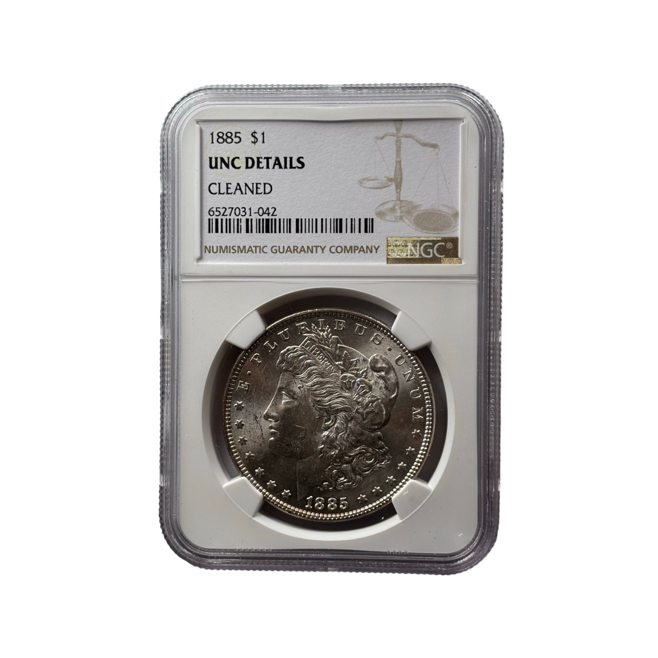 1885-P Morgan Silver Dollar | NGC UNC Details (Cleaned) | Cert #6527031-042 | Philadelphia Mint