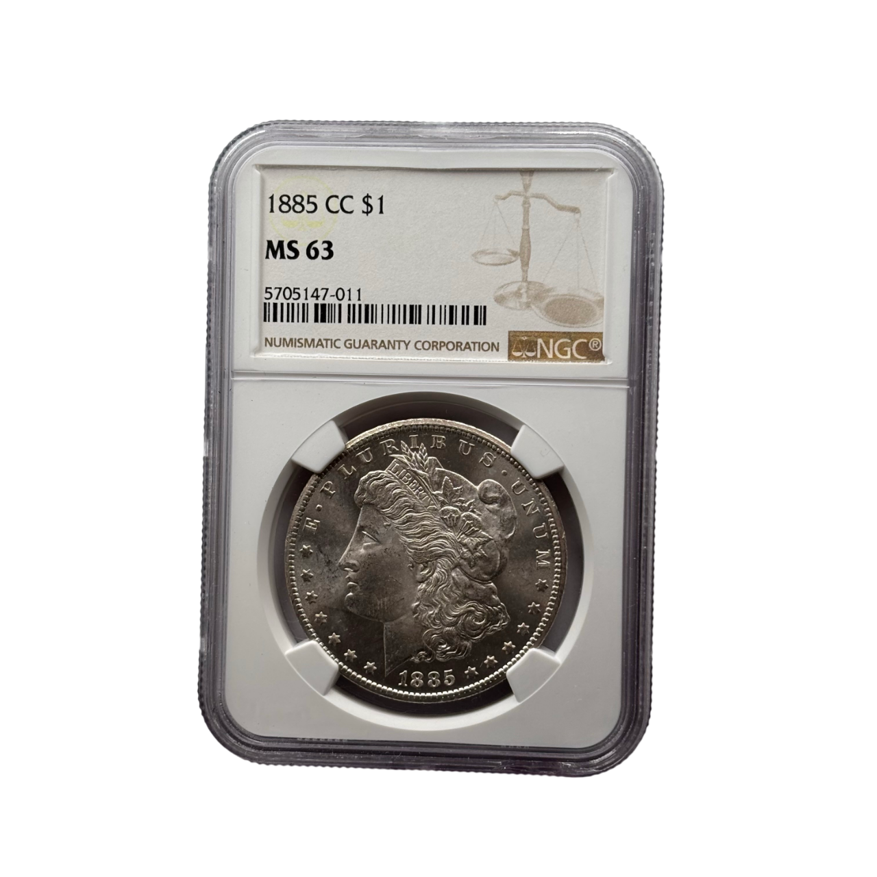 1885-CC Morgan Silver Dollar | NGC MS63 | Carson City Mint | Cert #5705147-011