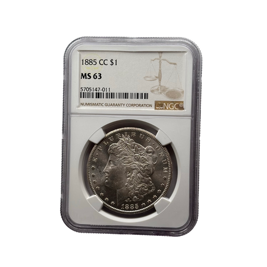 1885-CC Morgan Silver Dollar | NGC MS63 | Carson City Mint | Cert #5705147-011