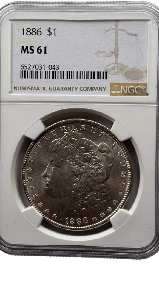1886 Morgan Silver Dollar | NGC MS61 | Cert #6527031-043 | Philadelphia Mint