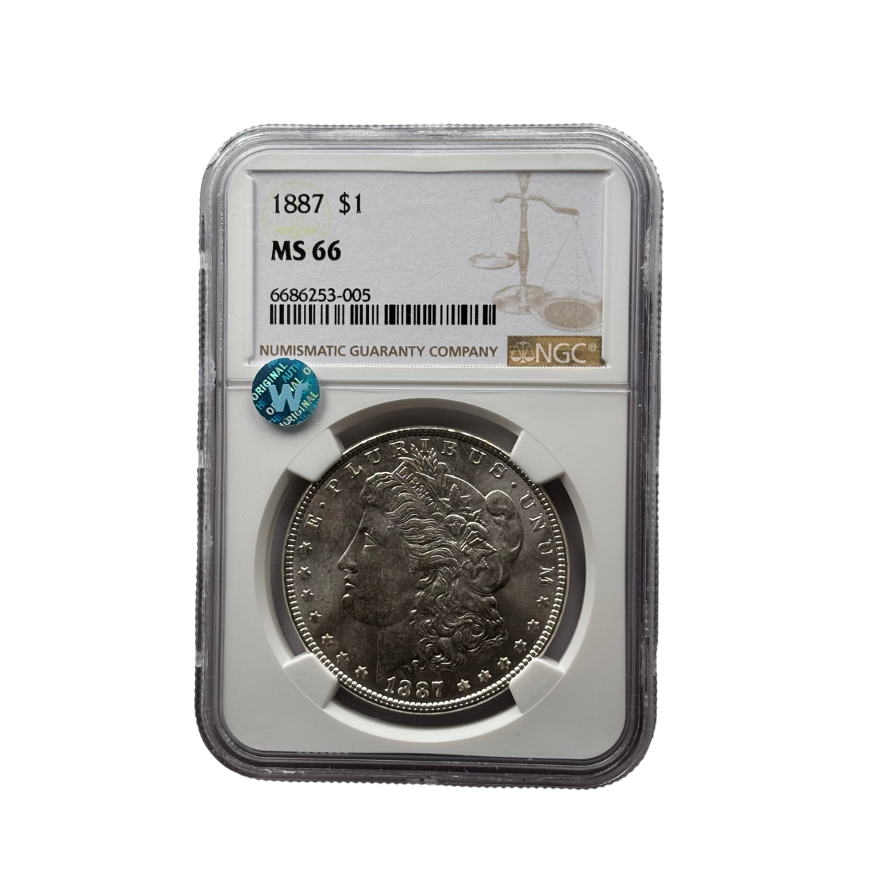 1887 Morgan Silver Dollar | NGC MS66 | Superb Gem | Philadelphia Mint | Cert #6686253-005