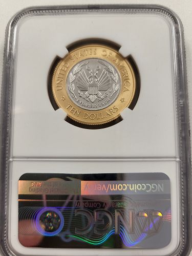 2000 W Library of Congress Bi-Metal Gold & Silver MS-70  NGC 4718732-007