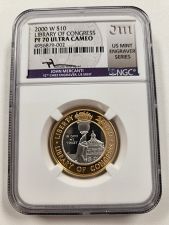 2000 W Library of Congress PF-70 Ultra Cameo John Mercanti signed NGC BI Metal Gold & Platinum